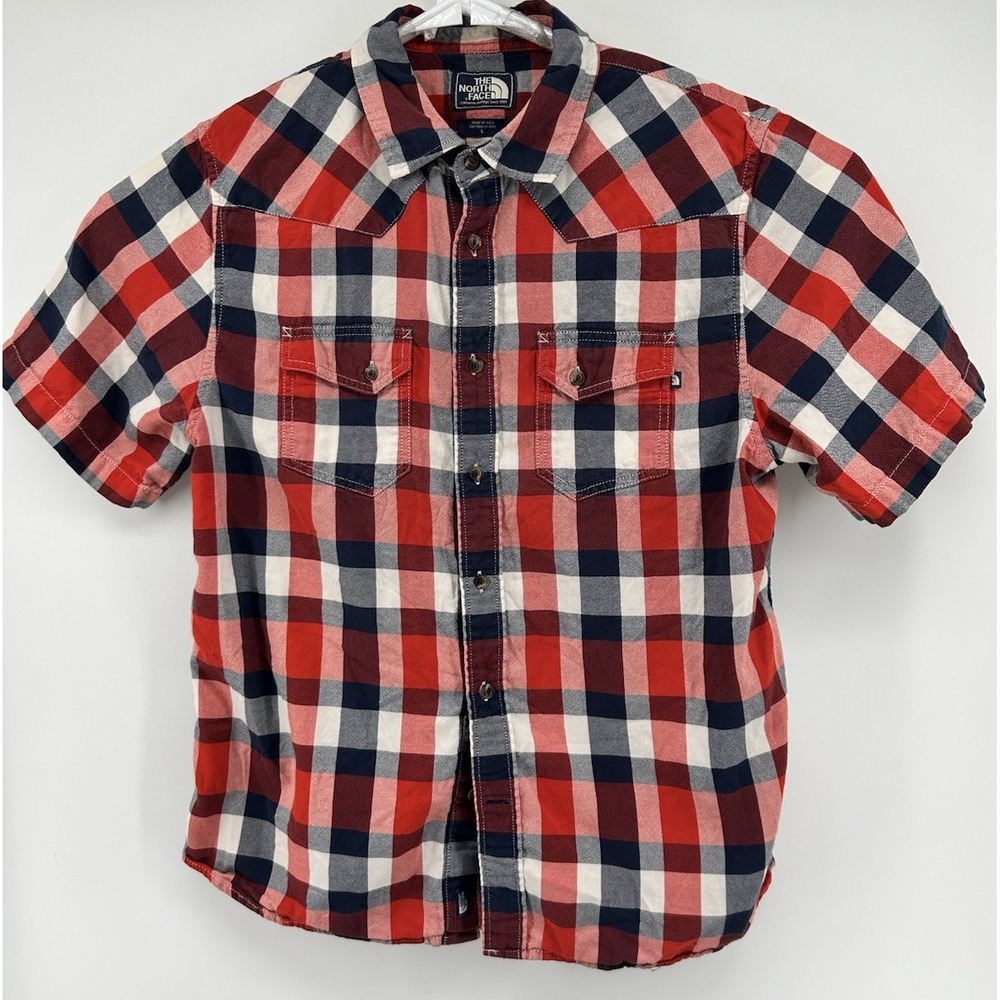 The North Face Multicolored Short Sleeve Plaid Flannel Button Down Large